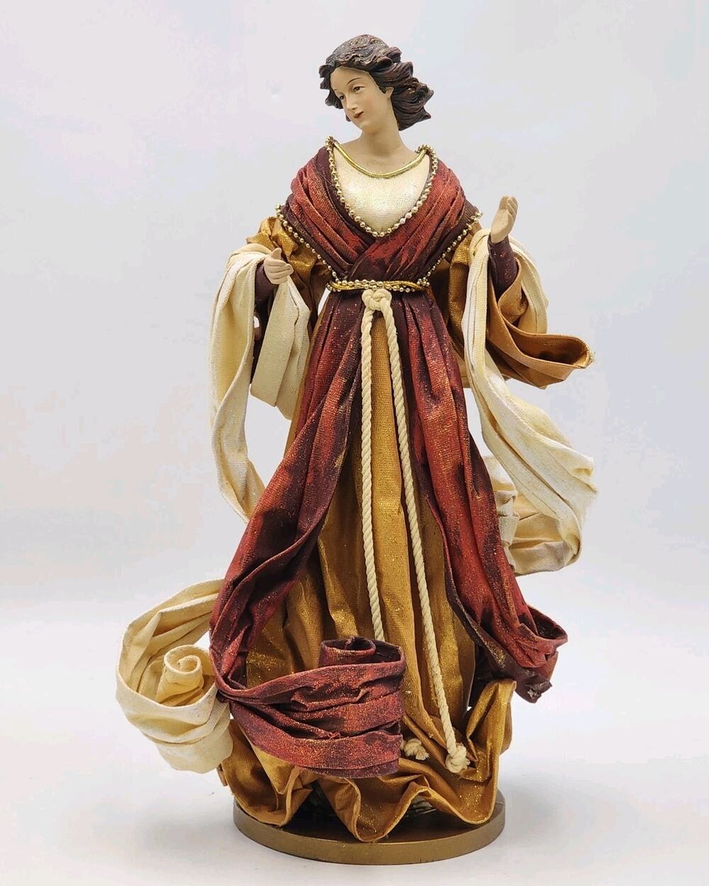 Ethan Allen Italy Paper Mache Lady Figurine 16" Rare Burgundy Gold Renaissance